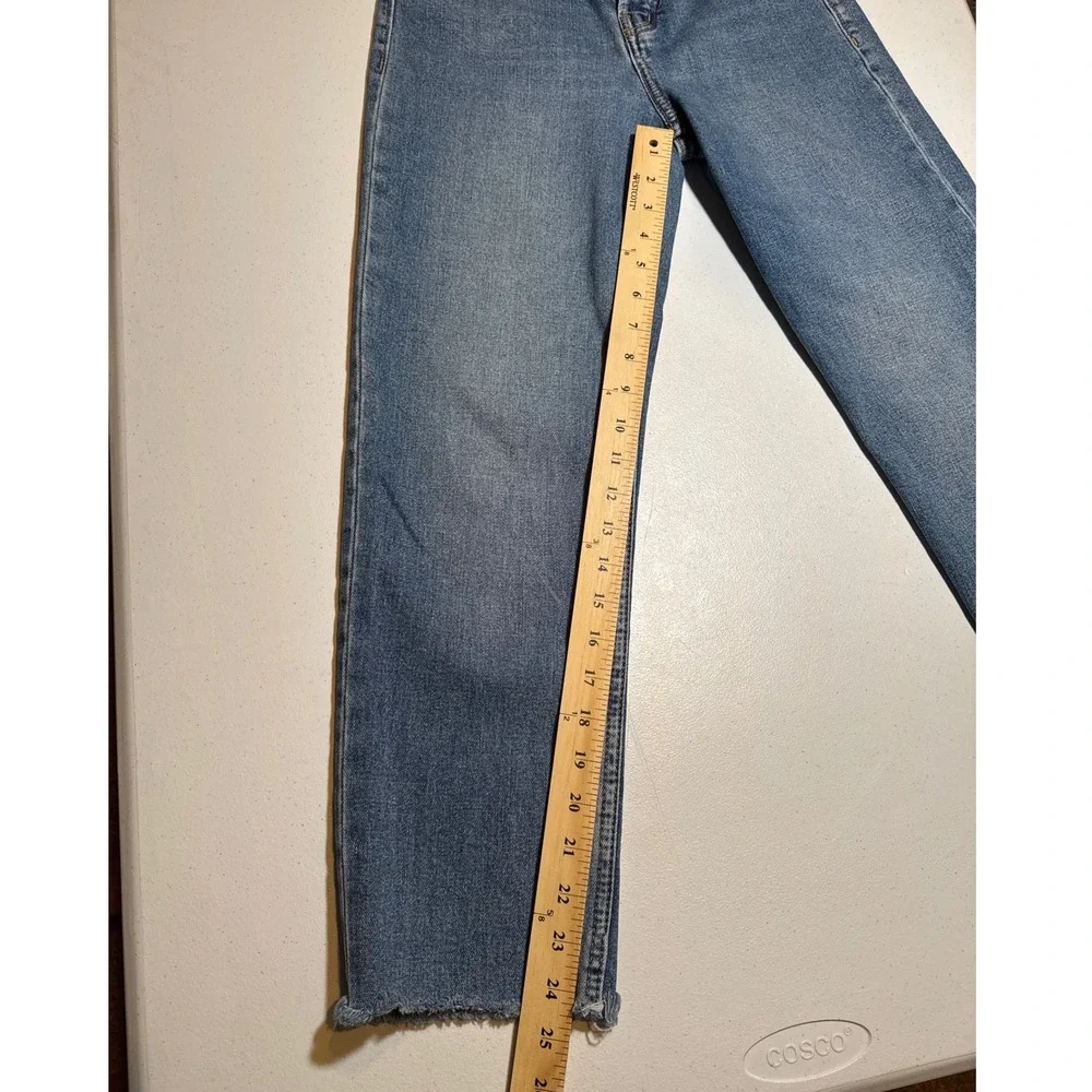 Old Navy Sky Hi Straight Jeans Mary Jo Wash Raw Hem Blue Denim 0 S/801741-00